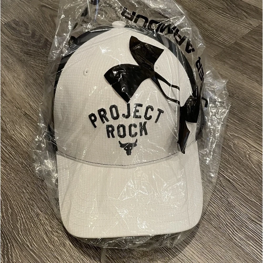 Under Armour Project Rock Men's Trucker Hat Snapback Cap White Black 1369815 NWT - Picture 3 of 6